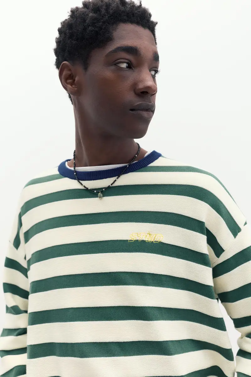 Maglione A Righe Stwd Verde miniatura 3