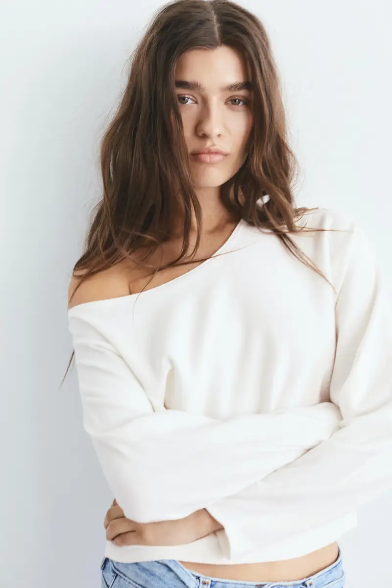 Maglione Asimmetrico Beige miniatura 3