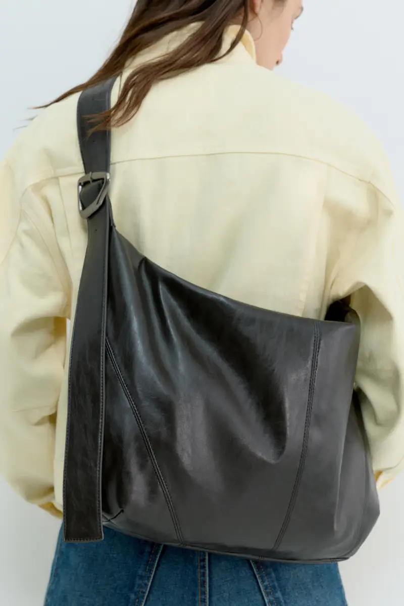 Maxi Borsa Shopper A Tracolla Nero