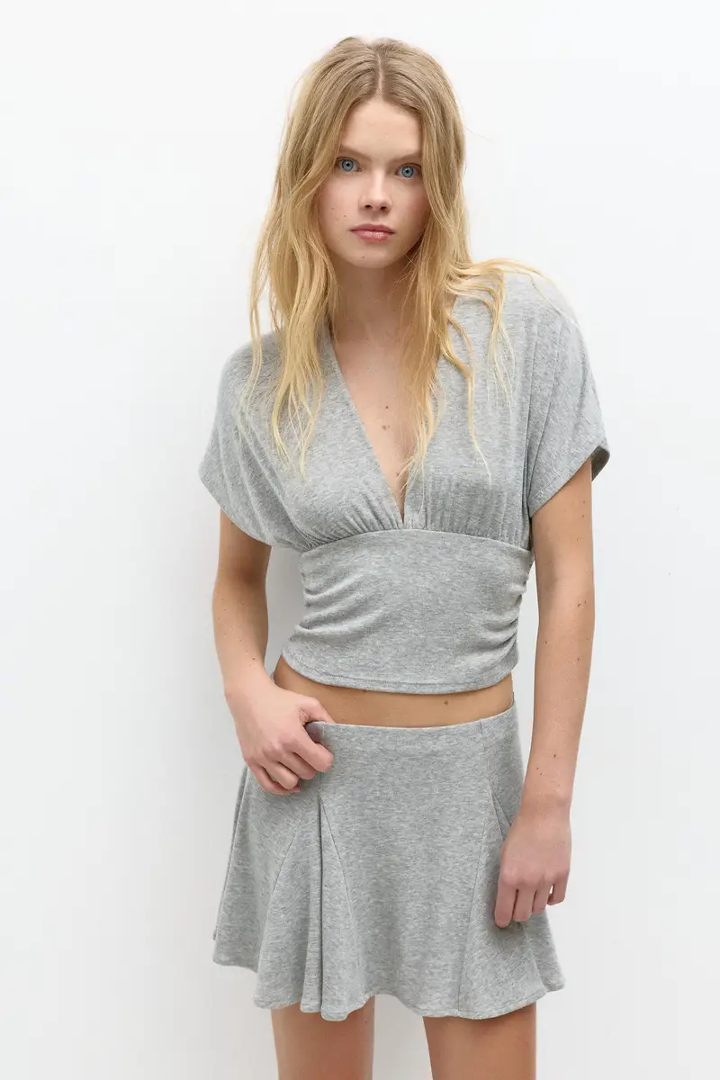 Minigonna A Balze Grigio vigoré miniatura 2