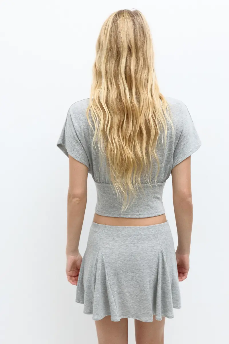 Minigonna A Balze Grigio vigoré miniatura 3