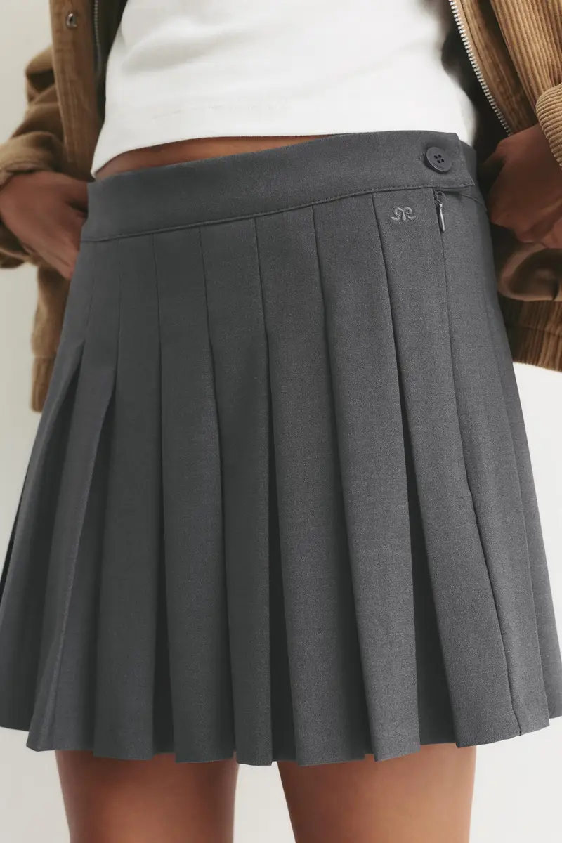 Minigonna A Pieghe Grigio vigoré miniatura 3