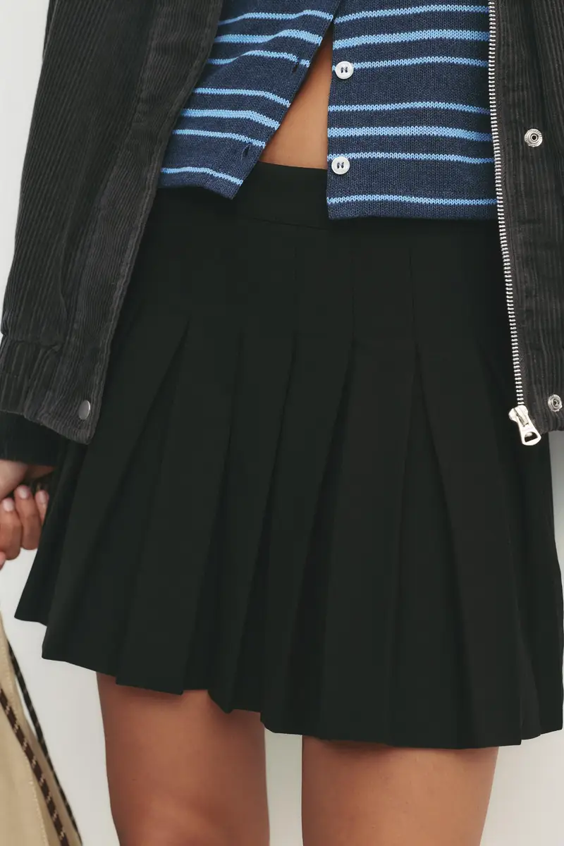 Minigonna A Pieghe Nero miniatura 3