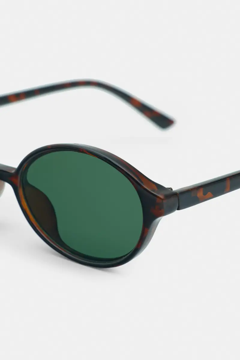 Occhiali Da Sole Ovali In Pasta Marrone miniatura 2