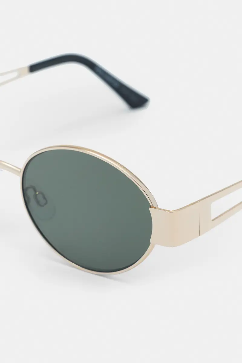 Occhiali Da Sole Ovali Metallizzati Oro miniatura 2
