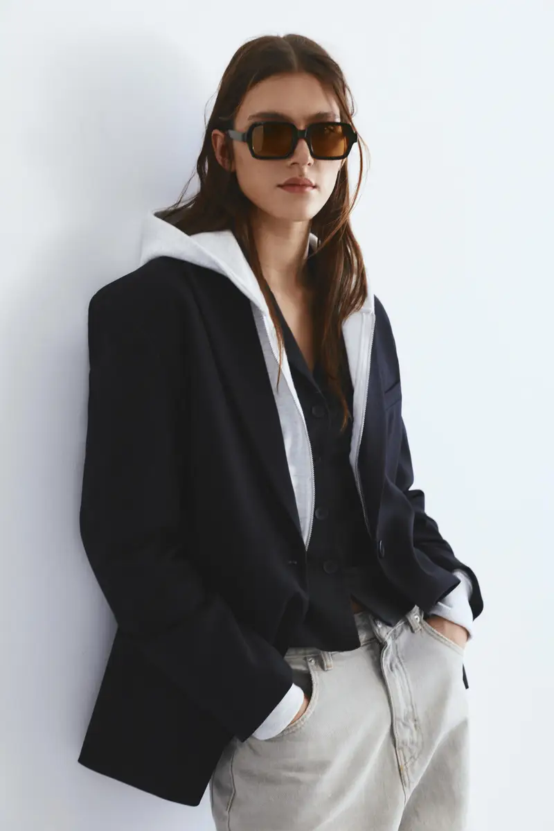 Occhiali Da Sole Quadrati In Acetato Nero miniatura 2