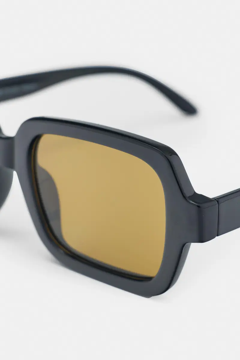 Occhiali Da Sole Quadrati In Acetato Nero miniatura 3
