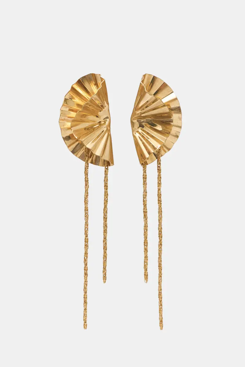 Orecchini A Fiore Con Catene Oro