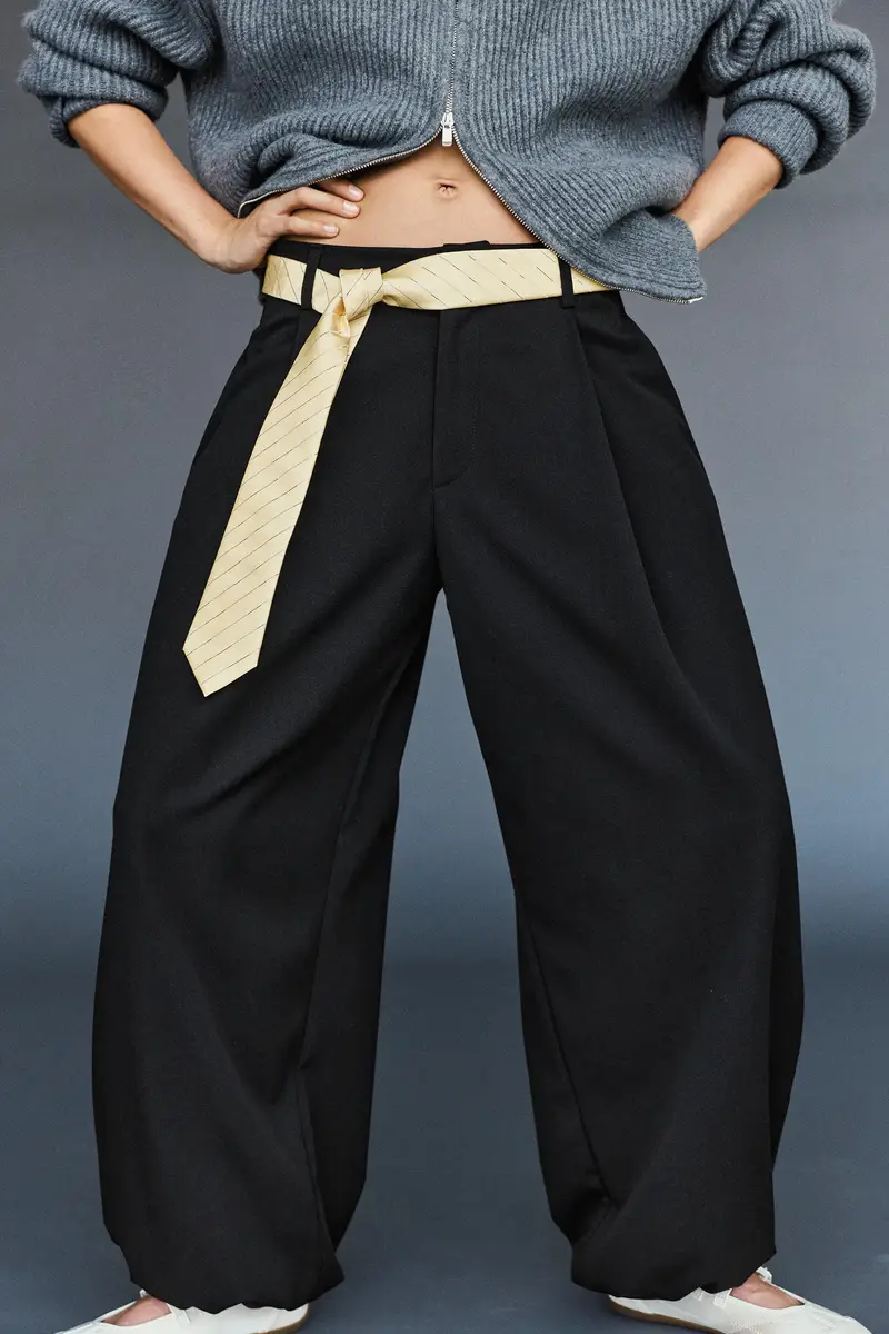 Pantalone A Palloncino Con Pinces Nero