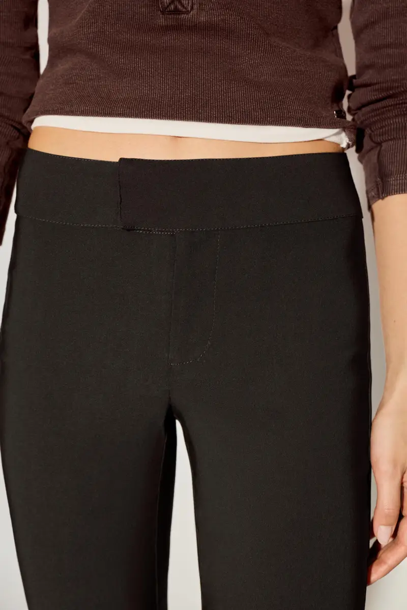 Pantaloni A Campana A Vita Media Marrone miniatura 3