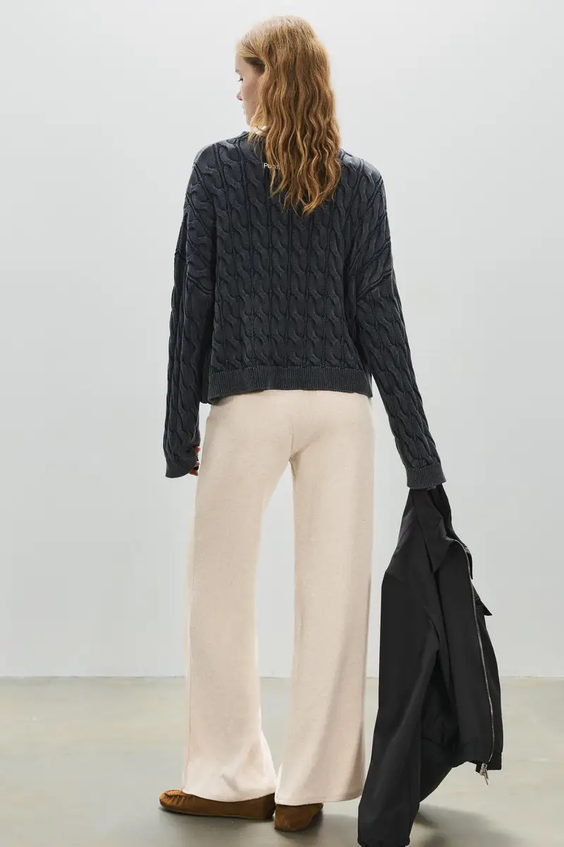 Pantaloni A Gamba Larga Soft Touch Beige miniatura 3