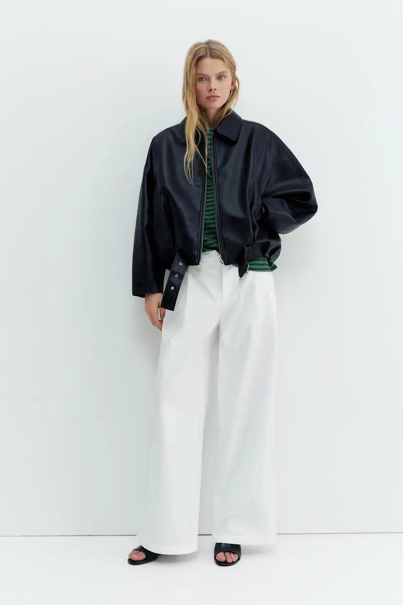 Pantaloni Ampi A Doppia Pince Bianco