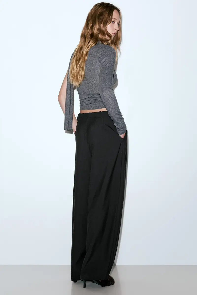 Pantaloni Barrel Con Pinces Nero miniatura 3