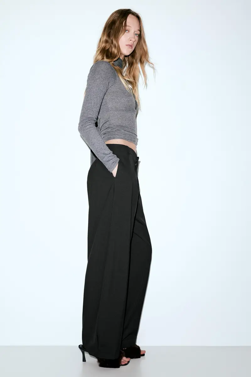 Pantaloni Barrel Con Pinces Nero miniatura 2