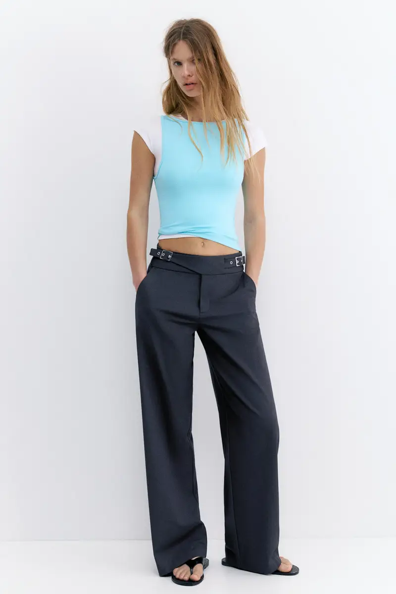 Pantaloni Barrel Fibbie Blu marino oscuro miniatura 2