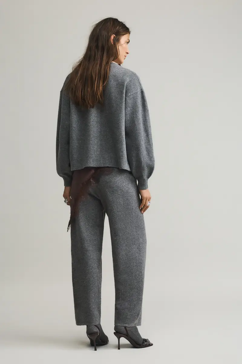 Pantaloni Barrel In Maglia Grigio medio miniatura 3