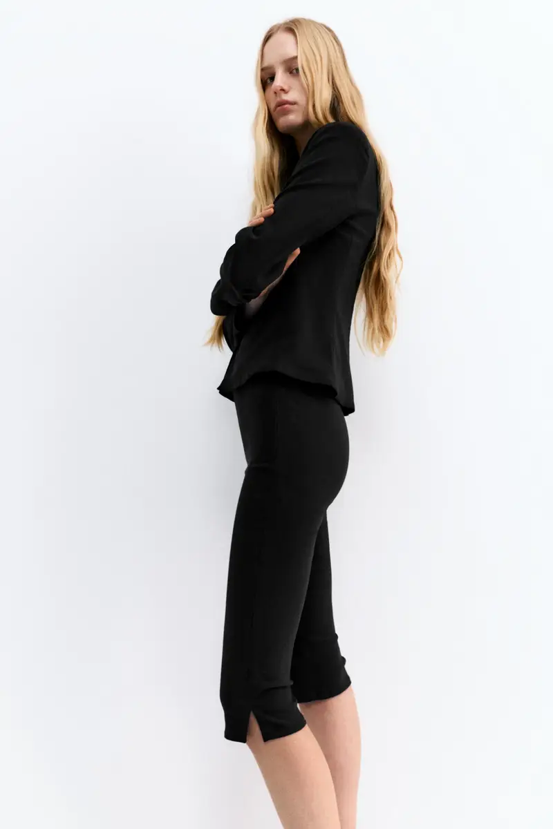 Pantaloni Capri Con Cerniera Nero miniatura 3