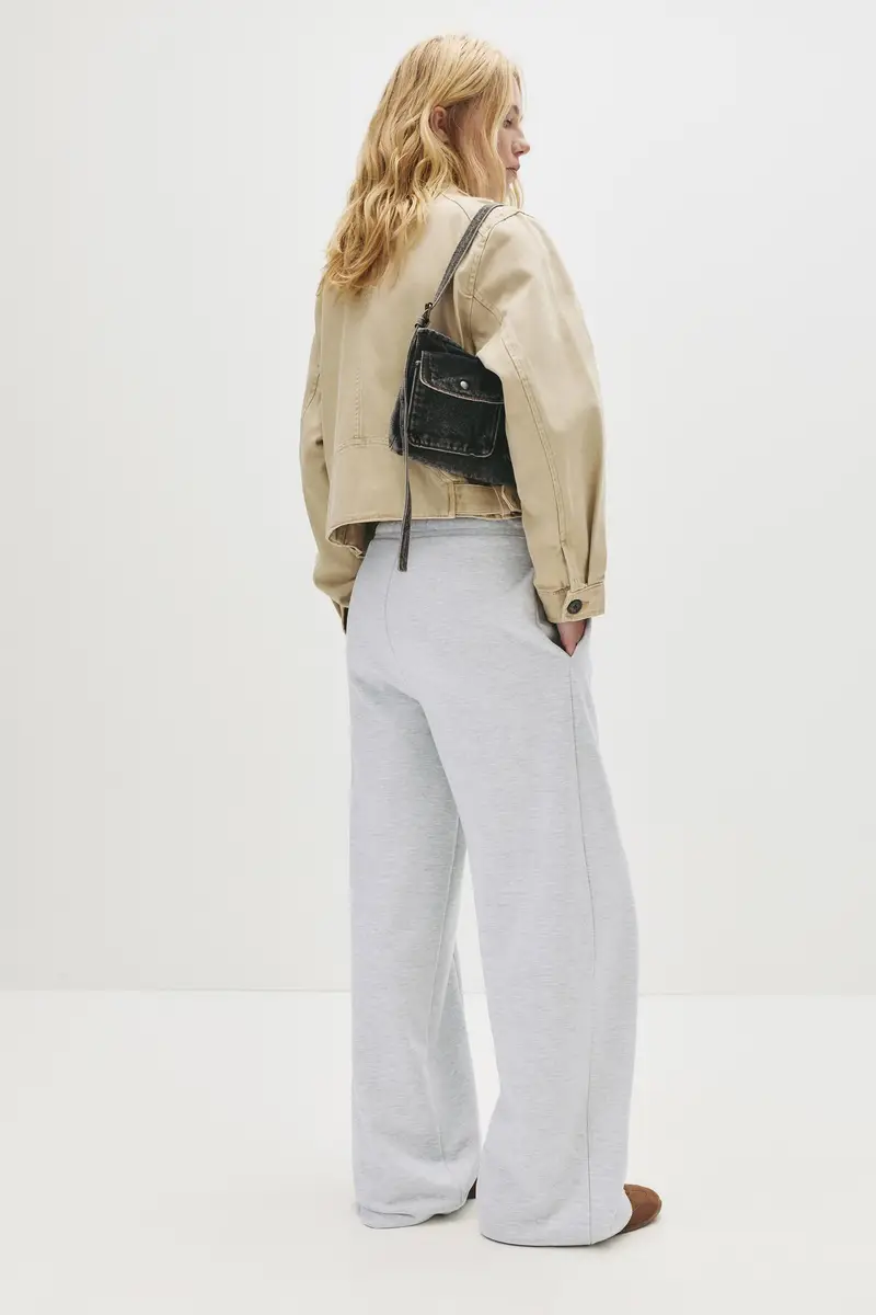 Pantaloni Da Tuta A Gamba Larga Con Nervatura Grigio vigoré miniatura 2