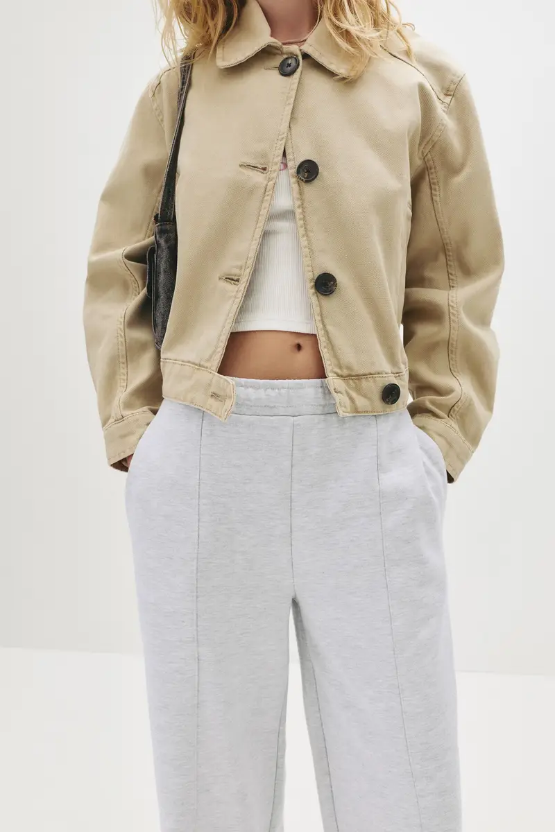 Pantaloni Da Tuta A Gamba Larga Con Nervatura Grigio vigoré miniatura 3