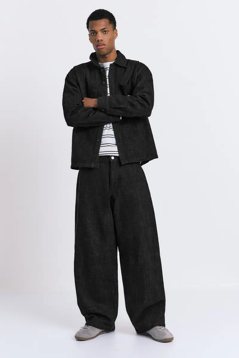 Pantaloni Dritti Con Cuciture Nero miniatura 2