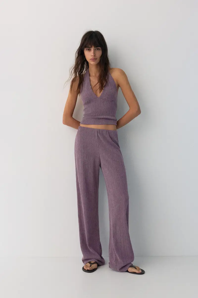 Pantaloni Dritti In Bambula Lavanda