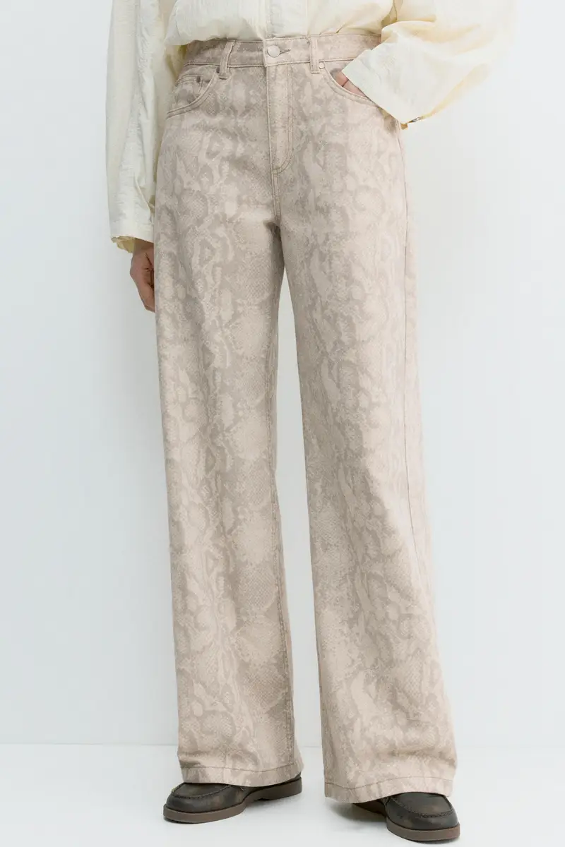 Pantaloni Dritti Stampa Pitonata Grigio miniatura 3