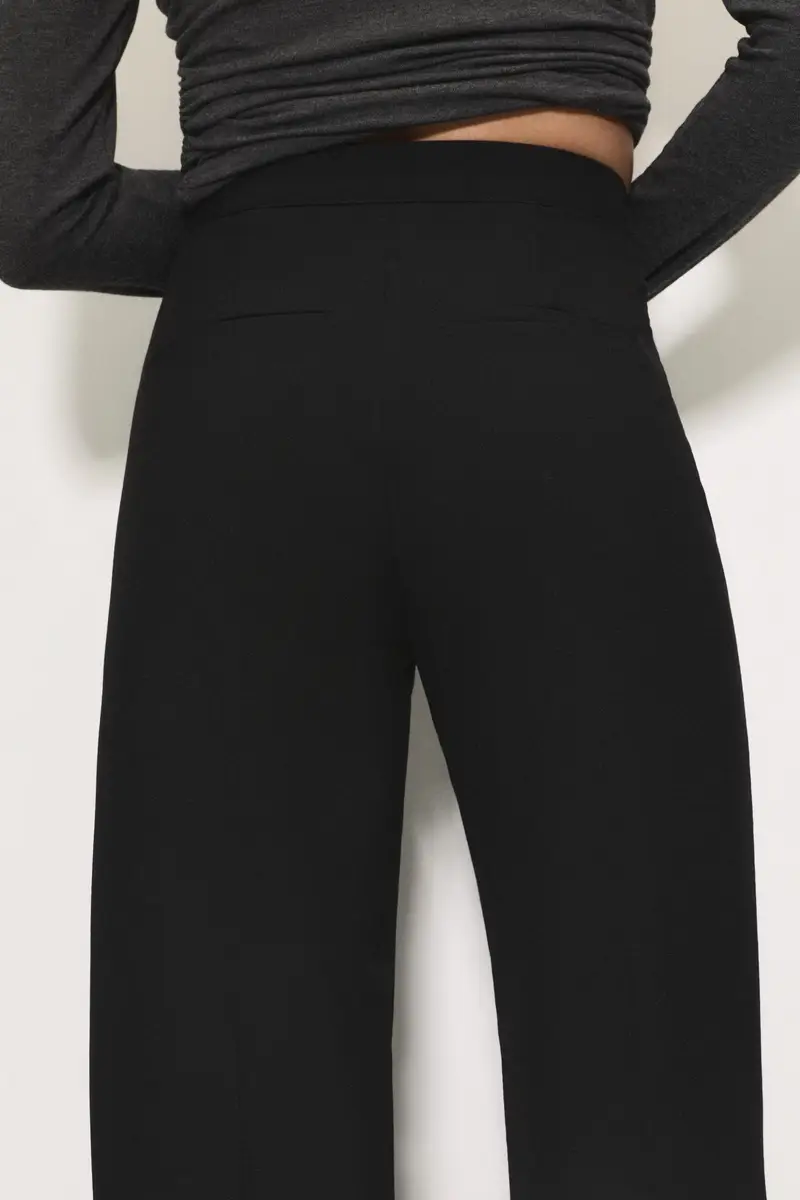 Pantaloni Eleganti A Vita Alta Con Pinces Nero miniatura 3