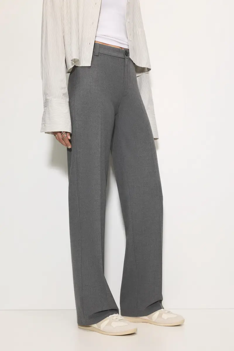 Pantaloni Eleganti A Vita Alta Grigio miniatura 2