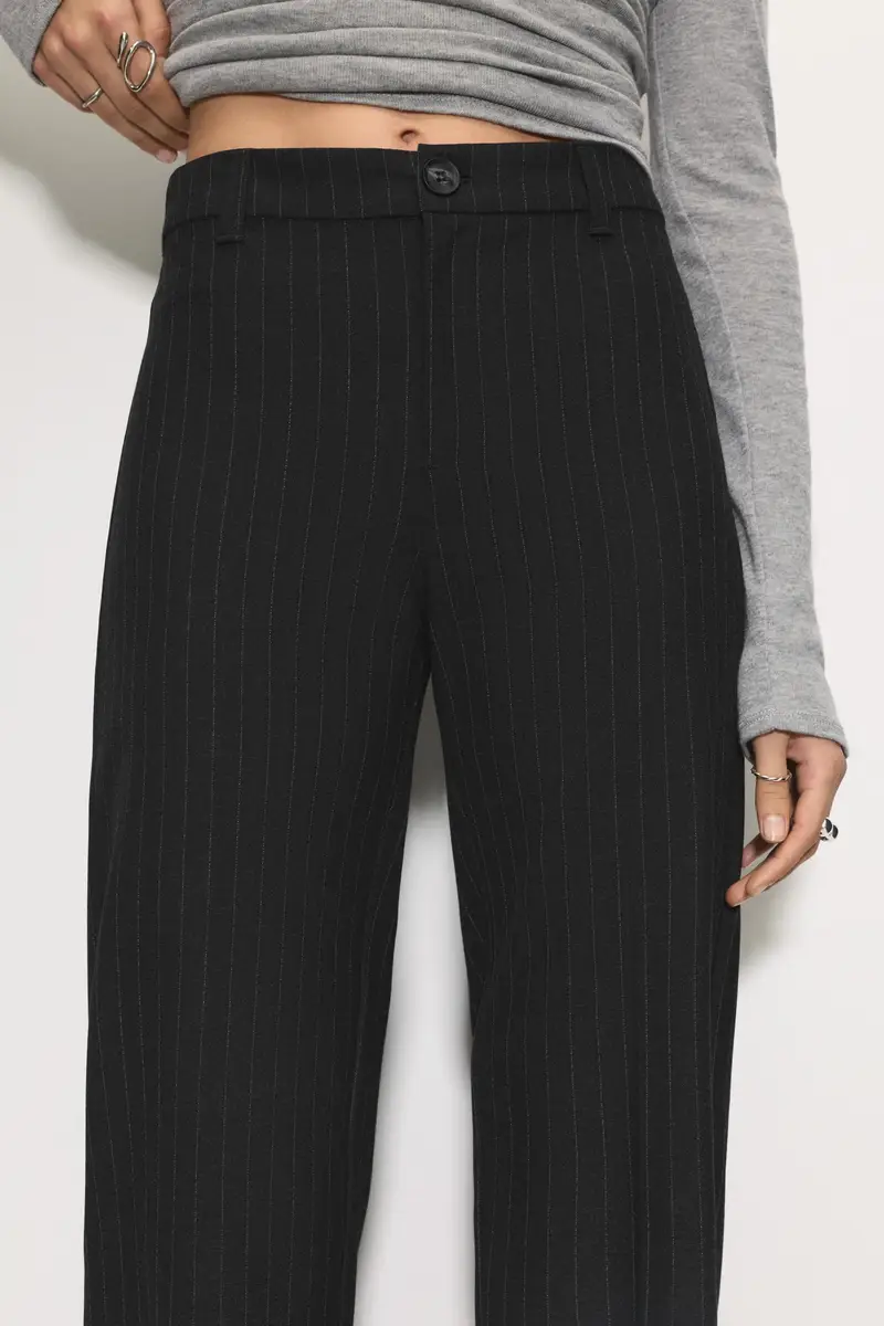 Pantaloni Eleganti A Vita Alta Grigio oscuro miniatura 3