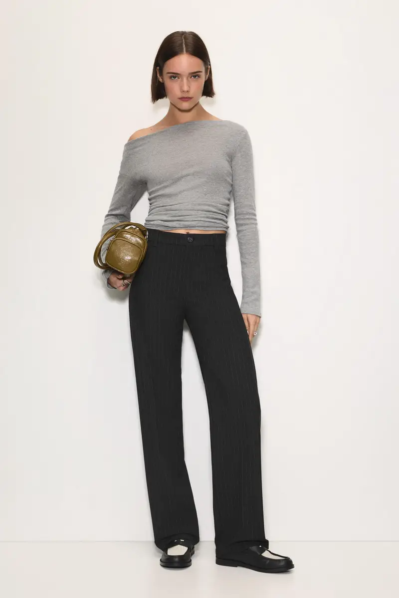 Pantaloni Eleganti A Vita Alta Grigio oscuro