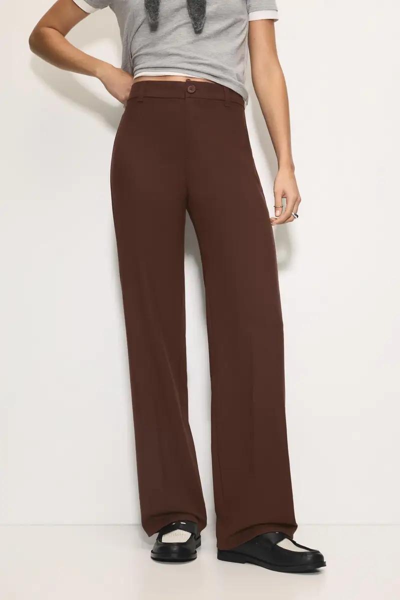 Pull&bear Pantaloni Eleganti Vita Alta Vino miniatura 2