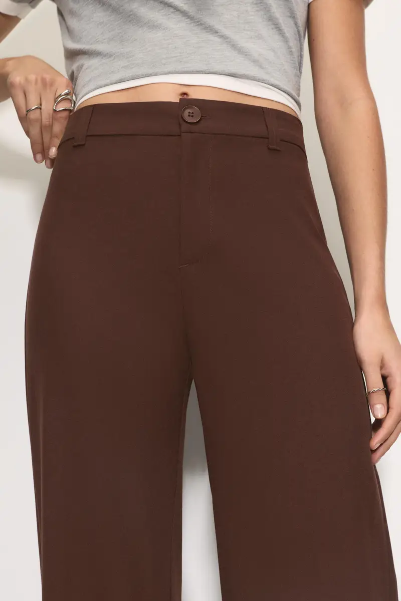 Pull&bear Pantaloni Eleganti Vita Alta Vino miniatura 3