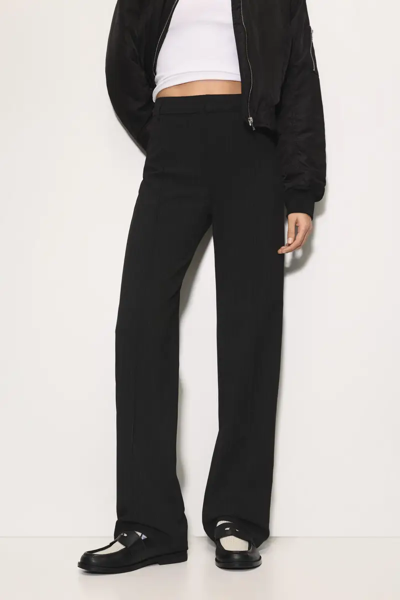 Pantaloni Eleganti Con Cucitura A Nervatura A righe miniatura 2