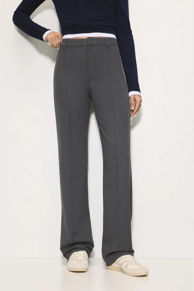 Pantaloni Eleganti Con Cucitura A Nervatura Grigio miniatura 2