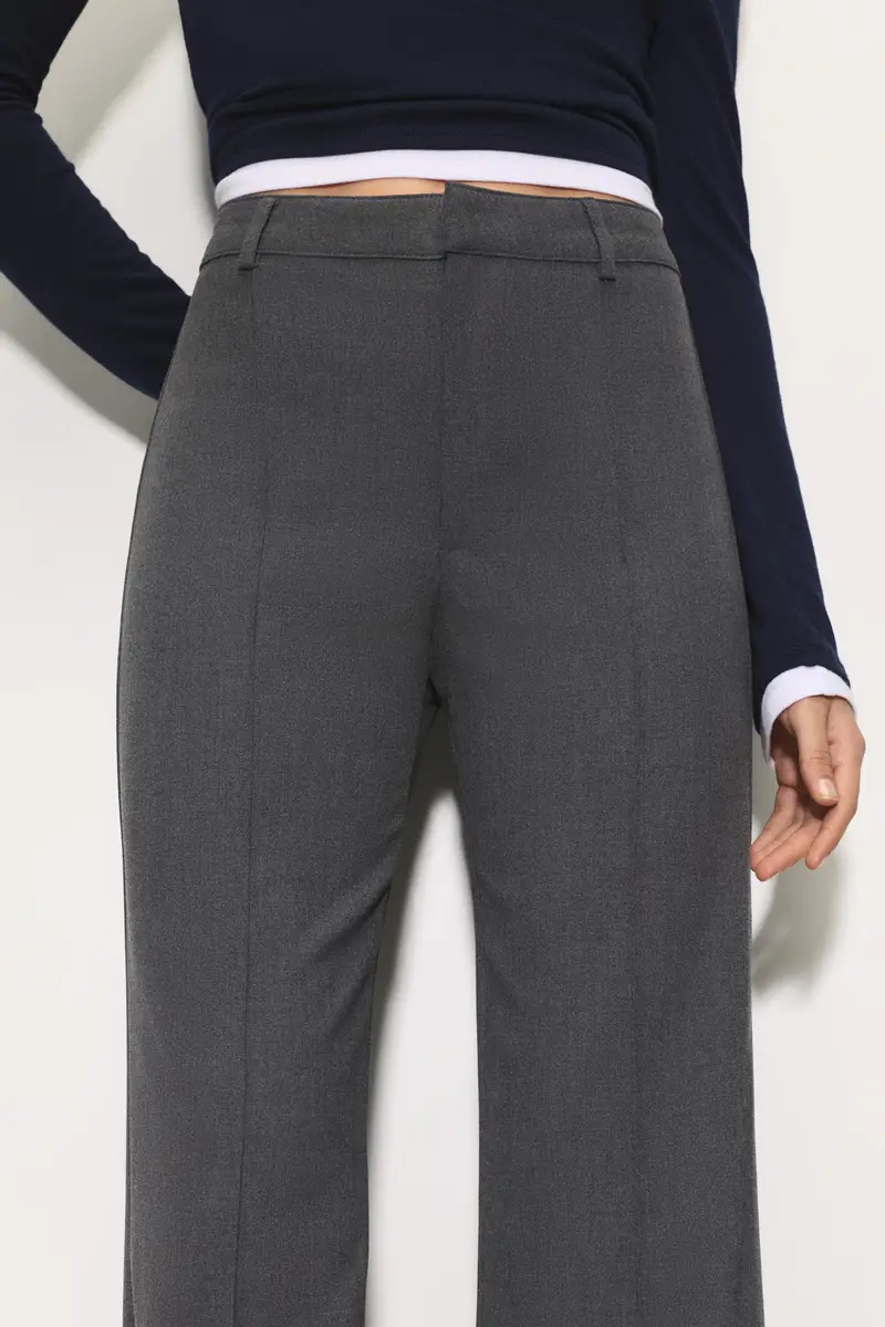 Pantaloni Eleganti Con Cucitura A Nervatura Grigio miniatura 3