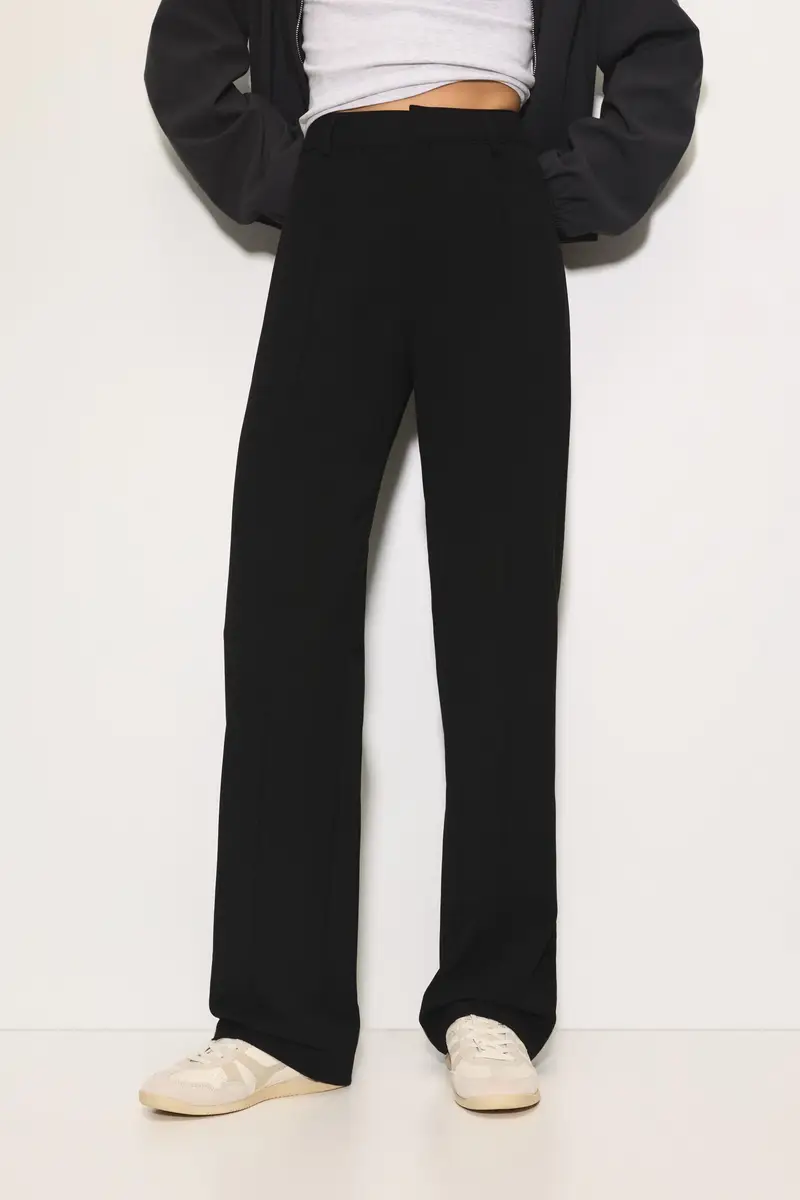 Pantaloni Eleganti Con Cucitura A Nervatura Nero miniatura 2