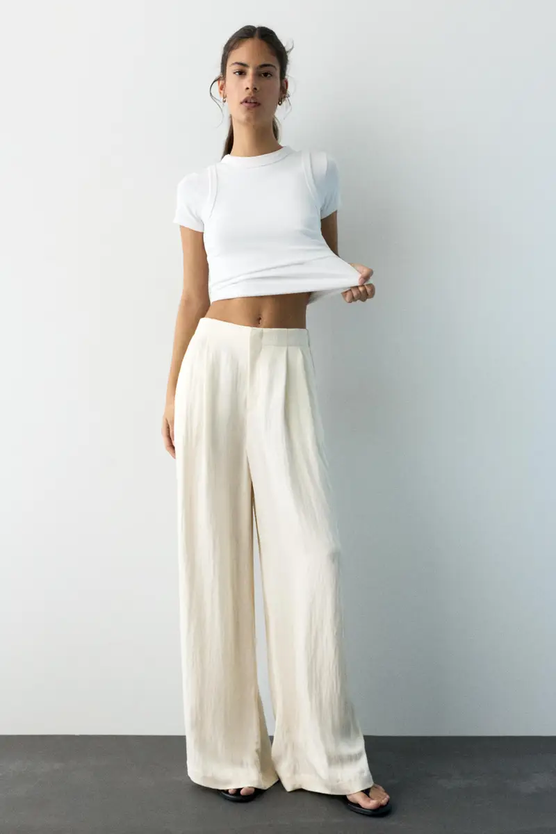 Pantaloni Eleganti Con Pinces Beige