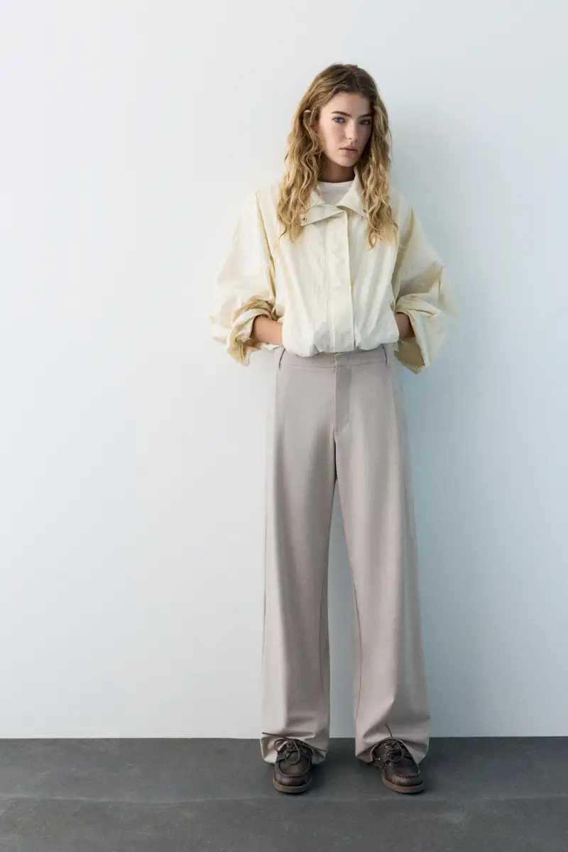 Pantaloni Eleganti Con Pinces Beige miniatura 2