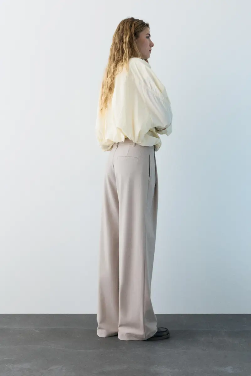 Pantaloni Eleganti Con Pinces Beige miniatura 3