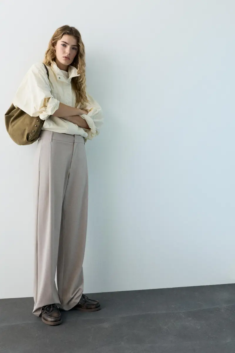 Pantaloni Eleganti Con Pinces Beige