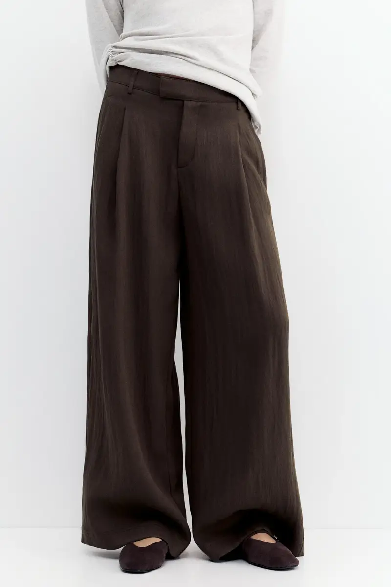 Pantaloni Eleganti Con Pinces Marrone miniatura 2