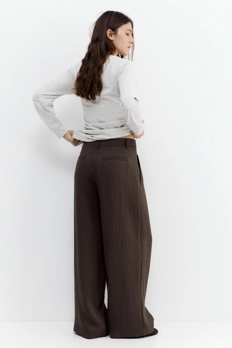 Pantaloni Eleganti Con Pinces Marrone miniatura 3