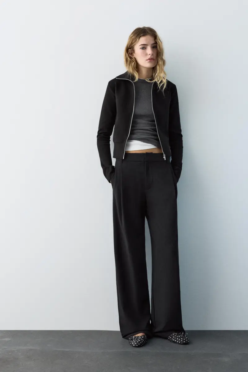 Pantaloni Eleganti Con Pinces Nero miniatura 2