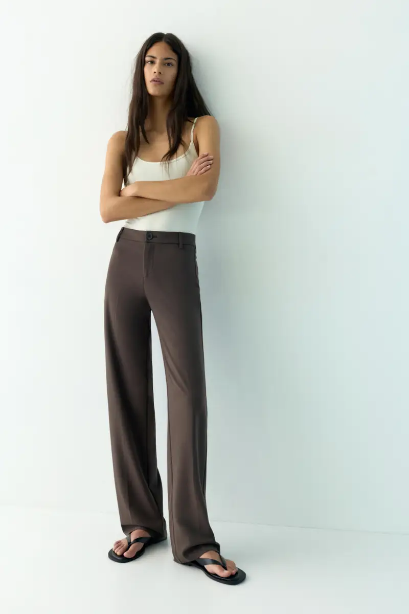 Pantaloni Eleganti Full Length Marrone