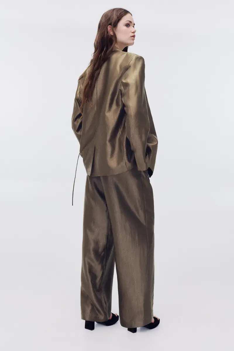 Pantaloni Eleganti Satinati Marrone miniatura 2