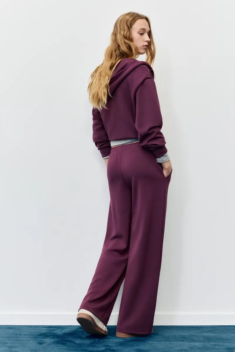 Pantaloni Gamba Larga Con Modal Melenzana miniatura 3