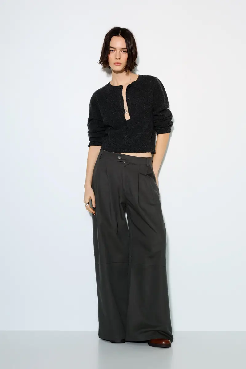 Pantaloni Gamba Larga Con Pinces Grigio antracite miniatura 2