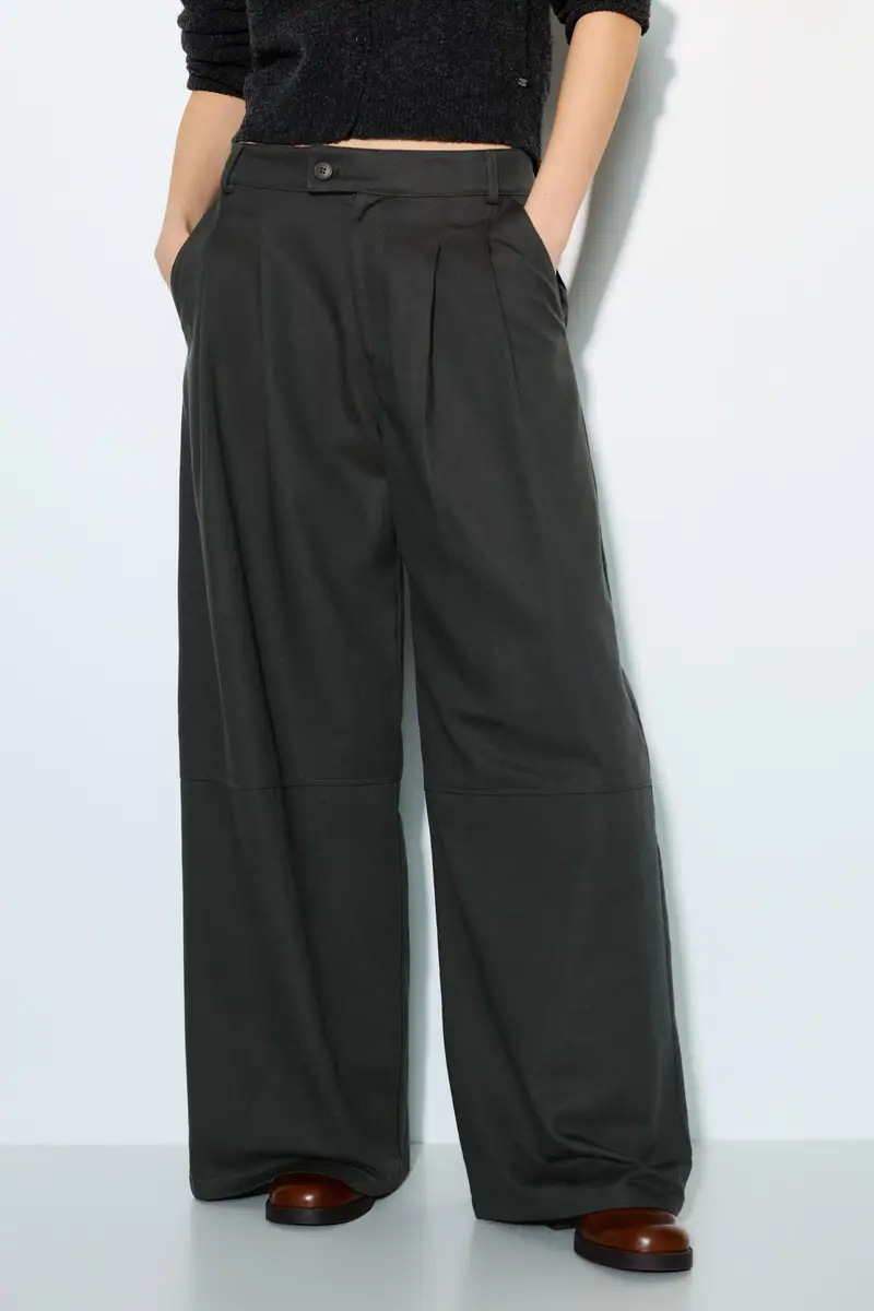 Pantaloni Gamba Larga Con Pinces Grigio antracite miniatura 3