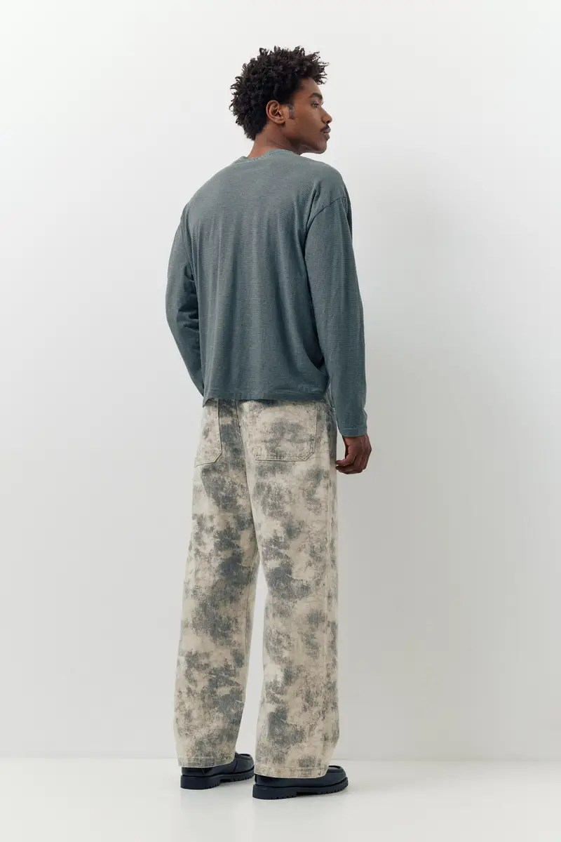 Pantaloni Gamba Larga Con Stampa Grigio miniatura 2