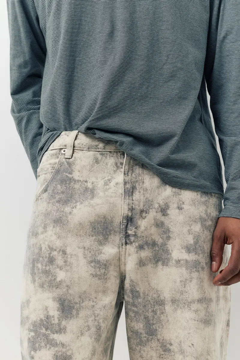 Pantaloni Gamba Larga Con Stampa Grigio miniatura 3